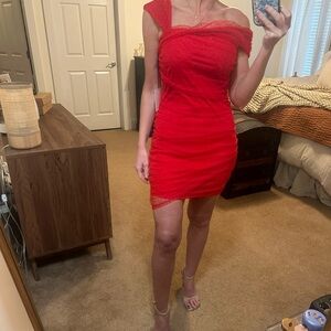 Chic Red Off-Shoulder Dress